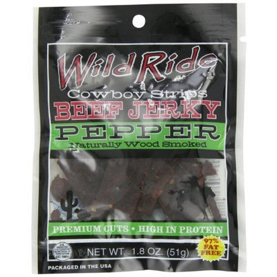 Wild Ride Beef Jerky Cowboy Strips, Pepper, 1.8-Ounce Bags (Pack of 6)