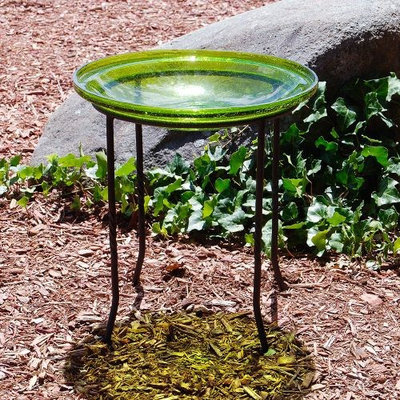 Achla Designs Achla CGB-14FG 14 in. Fern Green Crackle Glass Bowl