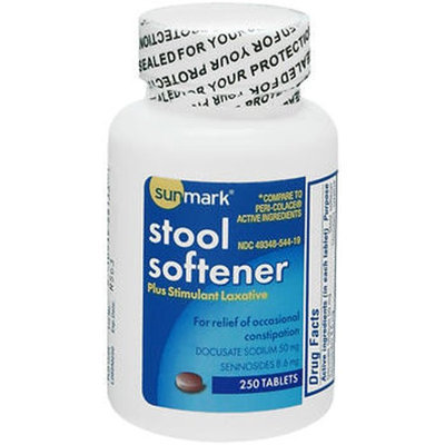 Sunmark Stool Softener Plus Stimulant, Laxative Tablets 250 tabs by Sunmark