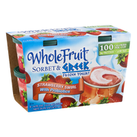 Whole Fruit Sorbet & Greek Frozen Yogurt Cups Strawberry Swirl - 4 CT