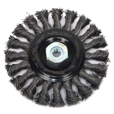 Forney 72834 Wire Wheel Brush Industrial Pro Twist Knot with M10-by-1.50/1.25 Multi Arbor 4-1/2-Inch