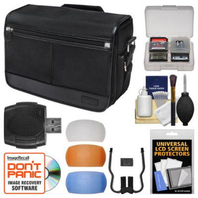 Nikon DSLR Camera/Tablet Messenger Shoulder Bag with Pop-up Filter Set + Kit for D3200, D3300, D5200, D5300, D7000, D7100, D610, D750, D810, Df, D4S