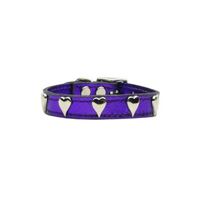 Mirage Pet Products 83-14 16PrM Metallic Heart Leather Purple MTL 16