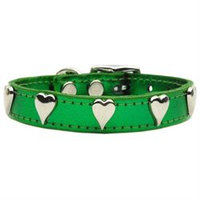 Mirage Pet Products 83-14 16EGM Metallic Heart Leather Emerald Green MTL 16