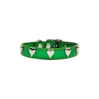 Mirage Pet Products 83-14 16EGM Metallic Heart Leather Emerald Green MTL 16