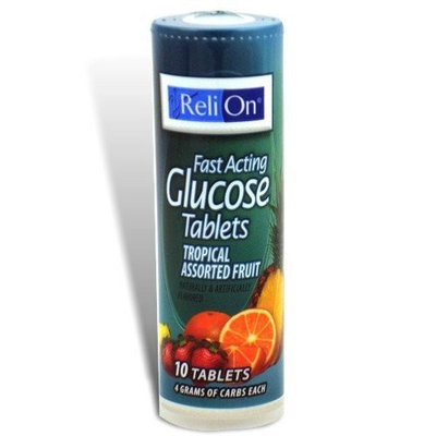 ReliOn - Glucose Tropical Assorted Fruit Flavor On-The-Go Tube, 10 Tablets