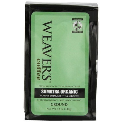Weaver's Coffee Tea Weaver's Coffee and Tea, Sumatra Organic Ground Coffee, 12-Ounce Bags (Pack of 2)
