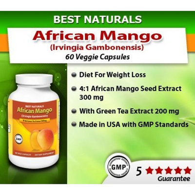#1 African Mango 500 mg 120 VCaps by Best Naturals - Weight Management - Manufactured in a USA Based GMP Certified and FDA Inspected Facility and Third Party Tested for Purity. Guaranteed!!
