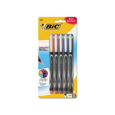 BIC Intensity Permanent Pen, 0.5mm, Fine, Assorted, 5/Pack
