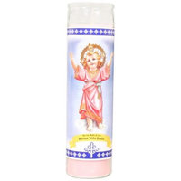 Religious Candles 8in Divine Baby Jesus Pink Candle