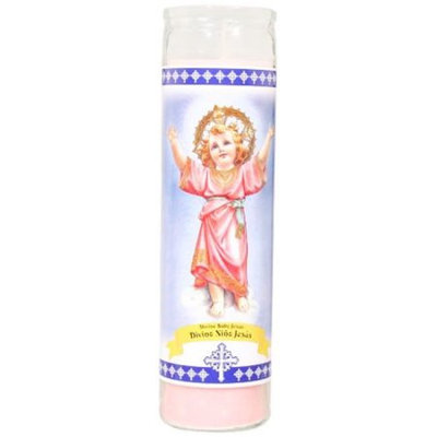 Religious Candles 8in Divine Baby Jesus Pink Candle