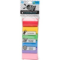 Doggie Walk Bags Rainbow Tie Handle Bags on a Roll, Pack of 6 rolls - 12 bags per roll