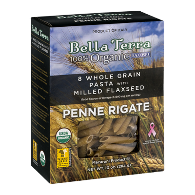 Bella Terra 8 Whole Grain Pasta With Milled Flaxseed Penne Rigate