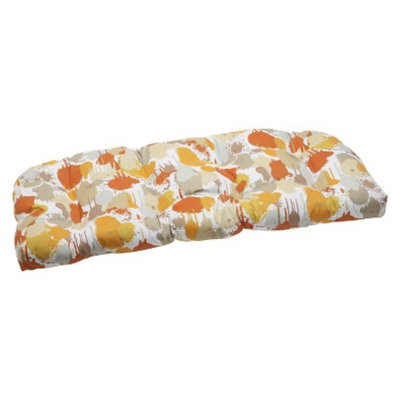Pillow Perfect Outdoor Wicker Loveseat Cushion - Orange/Tan Neddick