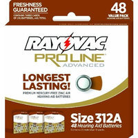 Rayovac Mercury Free Proline Advanced Size 312 Hearing Aid Batteries, Total of 48 Batteries
