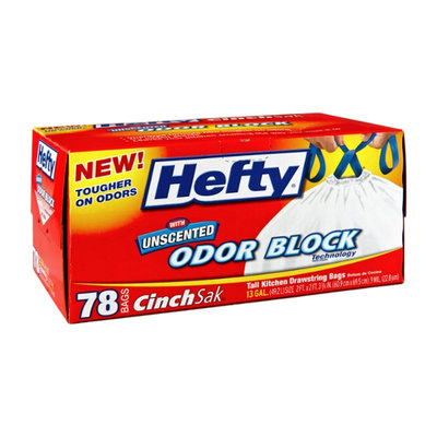 Hefty CinchSak with Order Block Technology 13 Gal Unscented Tall Kitchen Drawstring Bags - 78 CT