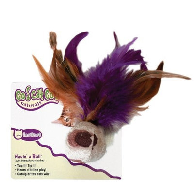 Go! Cat Go OurPets Cat Ball with Feathers Natural Catnip Cat Toy