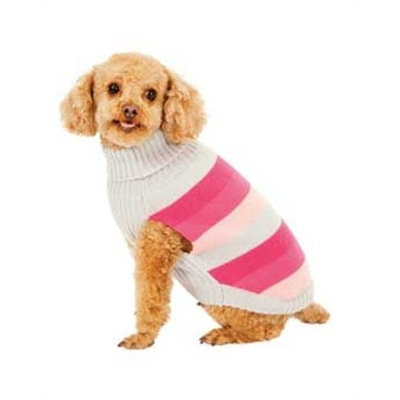 Fashion Pet Pink Best in Stripe Dog Sweater, Medium