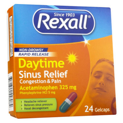 Rexall Rapid Release Daytime Sinus Relief Congestion and Pain, 24 ct