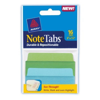 Avery Small NoteTabs, 3 x 1.5 Inches, Pack of 16 (16318)