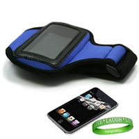 Unknown Apple iPod Touch 4th Generation Accessories Kit: Dark Blue Exercise Neoprene Armband + Custom Cut Full Body iPod Touch 4th Generation Screen Protector + VG Live * Laugh * Love Wrist Band!!!