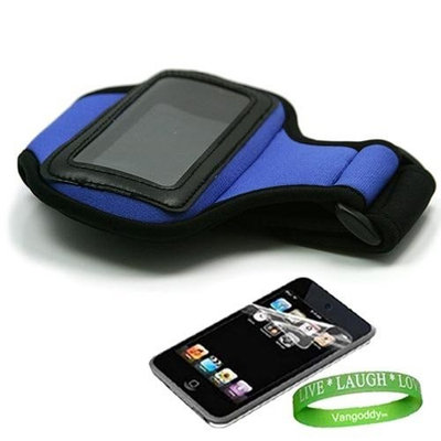 Unknown Apple iPod Touch 4th Generation Accessories Kit: Dark Blue Exercise Neoprene Armband + Custom Cut Full Body iPod Touch 4th Generation Screen Protector + VG Live * Laugh * Love Wrist Band!!!