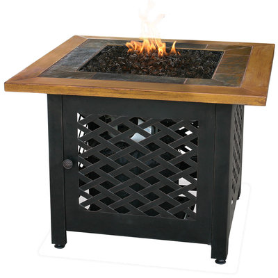 Uniflame UniFlame Lp Gas Outdoor Firebowl With Slate And Faux Wood Mantel