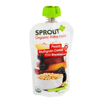 Sprout Organic Baby Food Peach Multigrain Cereal with Blackberries