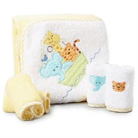Spasilk Hooded Towel Set w 4 washcloths - Yellow Ark