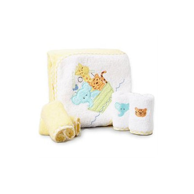 Spasilk Hooded Towel Set w 4 washcloths - Yellow Ark