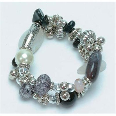 IWGAC 049-40061 Silver Tone and Beads Bracelet