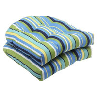 Pillow Perfect Outdoor 2-Piece Wicker Seat Cushion Set - Topanga Stripe