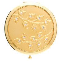 Welforth Round Compact Mirror (Gold Leaves w/Clear Rhinestones) - S4078GLD