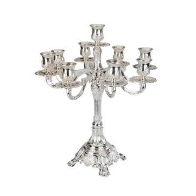 A & M Judaica 58319 9 Light Silver Plated Candelabra 17.5 in.