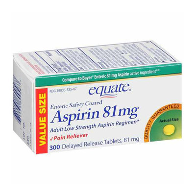 Equate Low Dose Aspirin 81 Mg Pain Reliever Tablets