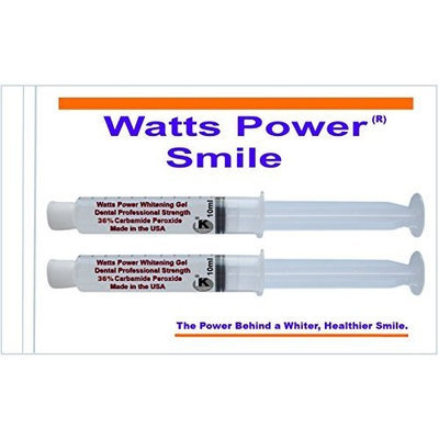 Direct 2u Wholesale LLC Watts Power White 36% Teeth Whitening Gels - Optimized Formula for Surface and Deep Stains - 2 Huge 10ml Gels
