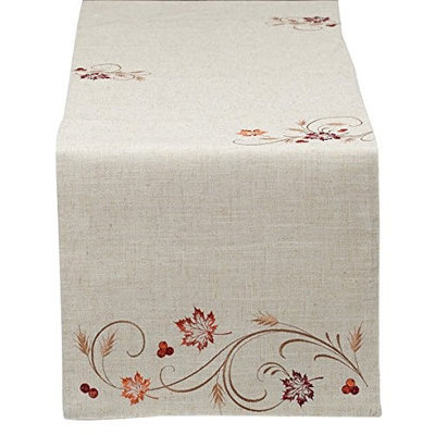 Design Imports 27253 Autumn Wheat Table Runner Embroidered