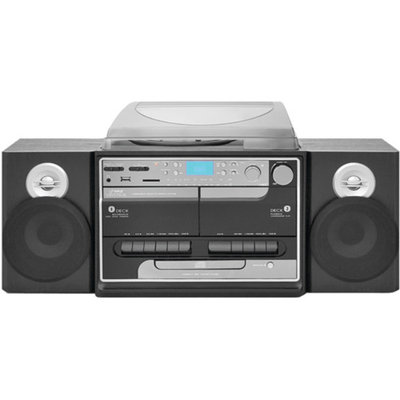 Pyle Turntable Boombox With CD/MP3/Radio/Cassette/USB, Vinyl-to-MP3 Encoding