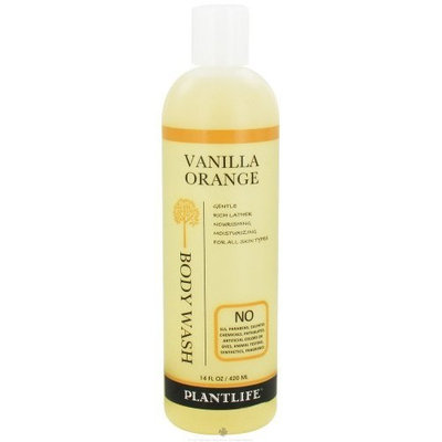 Plantlife Vanilla Orange Body Wash (or Shower Gel)- 14 fl oz- made with organic ingredients and 100% pure essential oils
