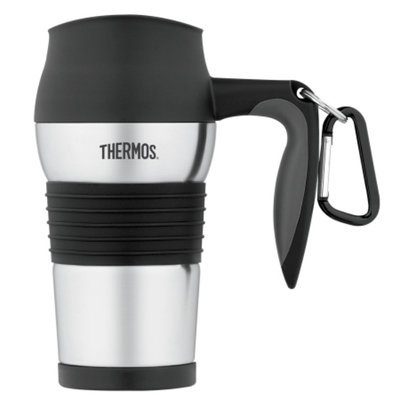 Thermos Stainless Steel Travel Mug, Black, 1 ea