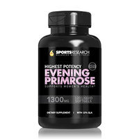 Sports Research Evening Primrose Oil 1300mg 120 Liquid Softgels, Cold-Pressed with No fillers or Artificial Ingredients; Non-GMO & Gluten Free, Made in the USA