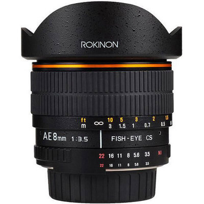 Rokinon 8mm F3.5 Fisheye Lens for Nikon AE with Automatic Chip