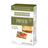 Partners All Natural Crackers, Olive Oil and Herb, 4-Ounce Boxes (Pack of 6)