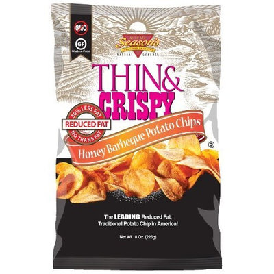 Michael Season's Honey Barbeque Thin & Crispy Potato Chips, 8 Ounce Bags (Pack of 12)