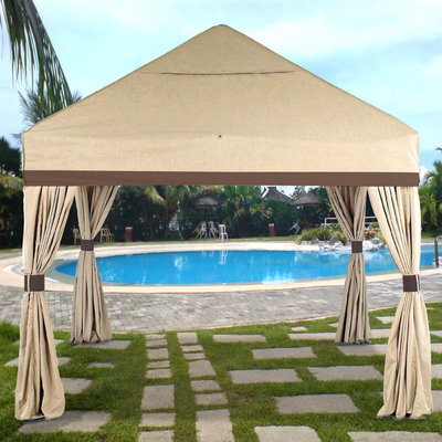 International E-z Up, Inc. Deco Outdoor Pavilion - Beige 10x10 Gazebo