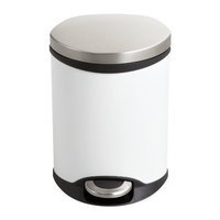 Safco Products Ellipse Step-On Waste Receptacle, 1-1/2 Gallon, White, 9900WH