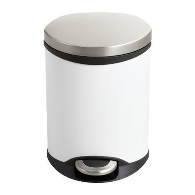Safco Products Ellipse Step-On Waste Receptacle, 1-1/2 Gallon, White, 9900WH