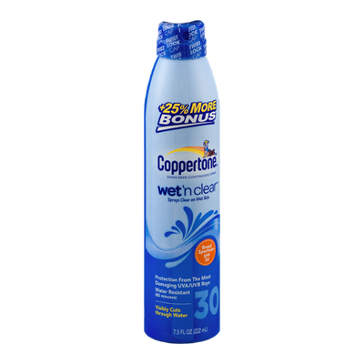 Coppertone Sunscreen Continuous Spray Wet 'n Clear SPF 30