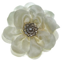 RIVIERA, A STYLEMARK CO Women's Riviera Flower Clip with Stones - White