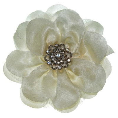 RIVIERA, A STYLEMARK CO Women's Riviera Flower Clip with Stones - White